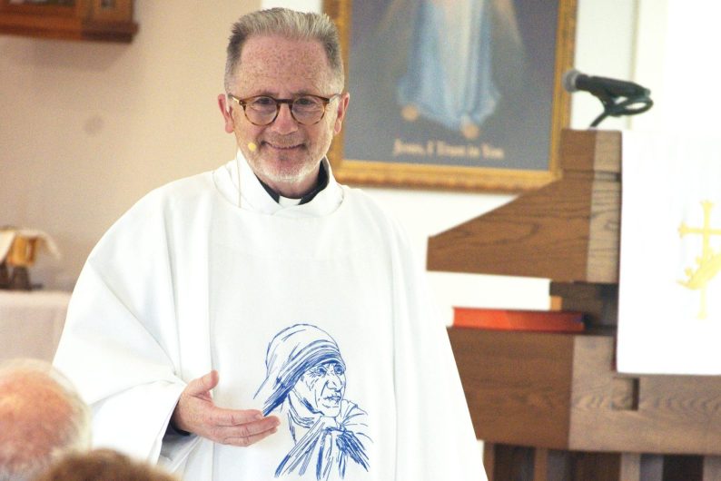 Fr. Neil Pezzulo celebrates Sunday Mass at St. Teresa of Kolkata.

More photos available in Communications > Photos > 2025 > 250510 Filming weekend in Rutledge, Maynardville, Erwin